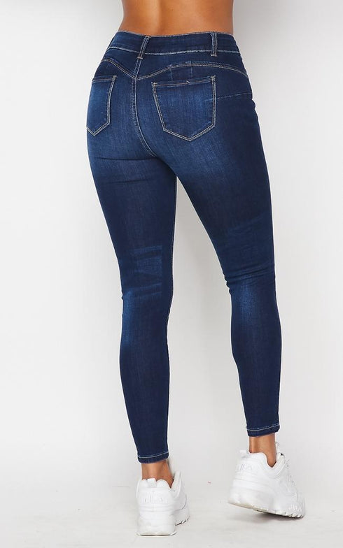Basic Stretchy Denim Skinny Jeans - Dark Denim - SohoGirl.com